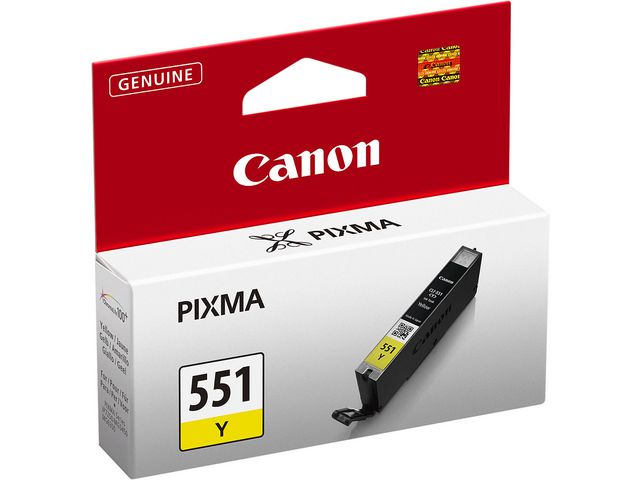 Canon Bläckpatron, PIXMA CLI-551 Y, 4542B001, ChromaLife100+, gul, singelförpackning | Toner och bläck - Bläckpatroner - Bläckpatroner Canon | Kontorsexperten