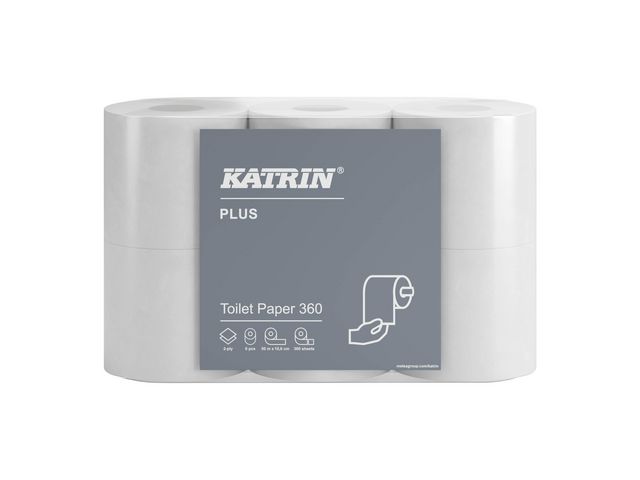 Produktfoto för Toalettpapper Katrin Plus 360 vit 50m 18100 2-lagigt 42 rullar/kartong - (42 rullar per kartong)