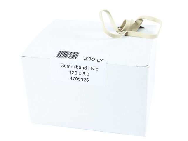 Produktfoto för Gummiband 120x5.0mm vita 0.5kg