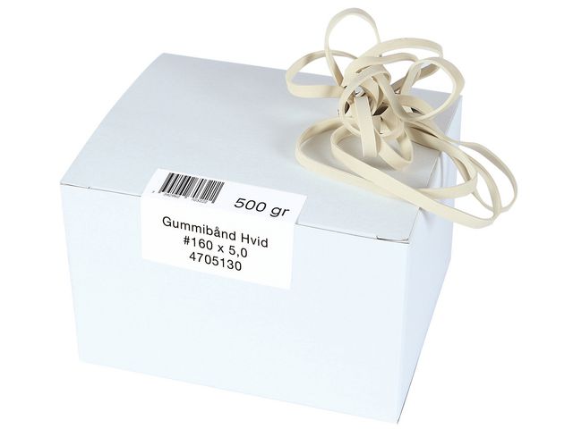 Produktfoto för Gummiband 160x5.0mm vita 0.5kg