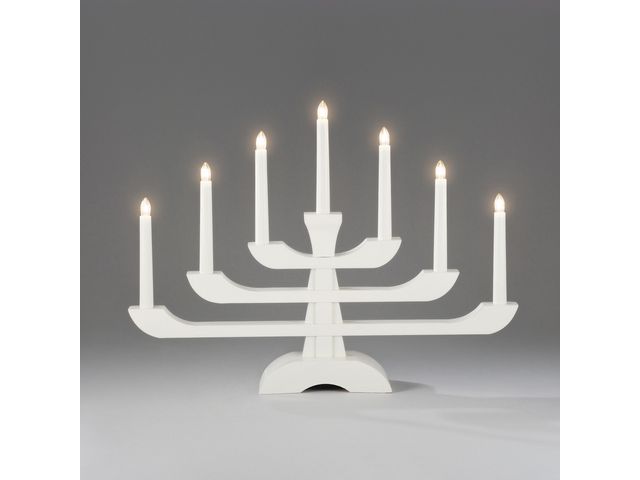 KONSTSMIDE Elljusstake 7 ljus 53x39cm trä vit | Kontorsmöbler och inredning - Lampor och belysning - Ljusstakar | Kontorsexperten