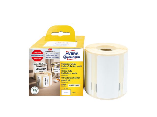AVERY Etikett på rulle Heavy duty Lab 57x32mm 400/fp | Emballage och lagerutrustning - Etiketter och godsmärkning - Vattenfasta etiketter | Kontorsexperten