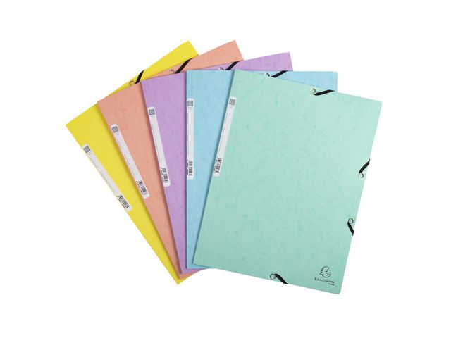 Exacompta Gummibandsmapp A4 3-klaff Aquarel pastell 5/fp | Kontorsmaterial - Mappar och plastfickor - Gummibandsmappar 3-klaff - Kartong | Kontorsexperten