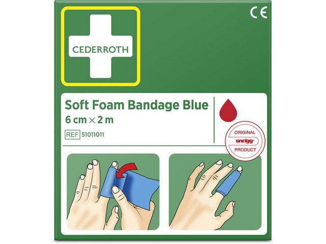 Cederroth Plåster Soft Foam blå 6cmx2,0m | Skyddsutrustning - Första Hjälpen - Förband och Refill | Kontorsexperten
