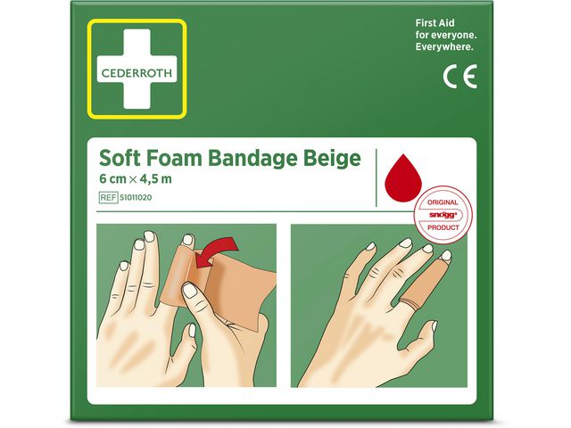 Produktfoto för Cederroth Plåster SoftFoam beige 6cmx4,5m