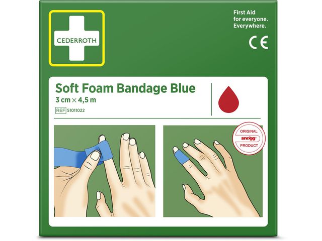 Produktfoto för Cederroth Plåster Soft Foam blå 3cmx4,5m