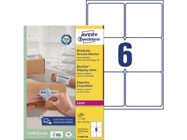 AVERY Etikett 99,1x93,1mm 600/fp | Emballage och lagerutrustning - Etiketter och godsmärkning - Adressetiketter | Kontorsexperten