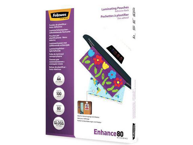 Fellowes Laminat S-H A4 80mic kla 100/fp | Kontorsmaskiner - Laminering - Laminat - A4 | Kontorsexperten