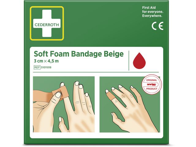 Produktfoto för Cederroth Plåster SoftFoam beige 3cmx4,5m
