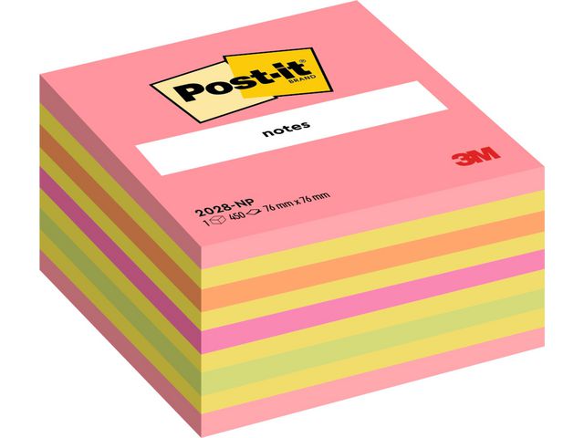 Post-it® Sticky-notislappar, kub, 76 x 76 mm, neonrosa färger, 2028-NP | Kontorsmaterial - Notes och Post-It - Notes - Kuber | Kontorsexperten