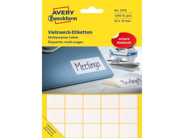 AVERY Etikett handskrift 18x22mm 1200/fp | Emballage och lagerutrustning - Etiketter och godsmärkning - Multifunktionsetiketter | Kontorsexperten
