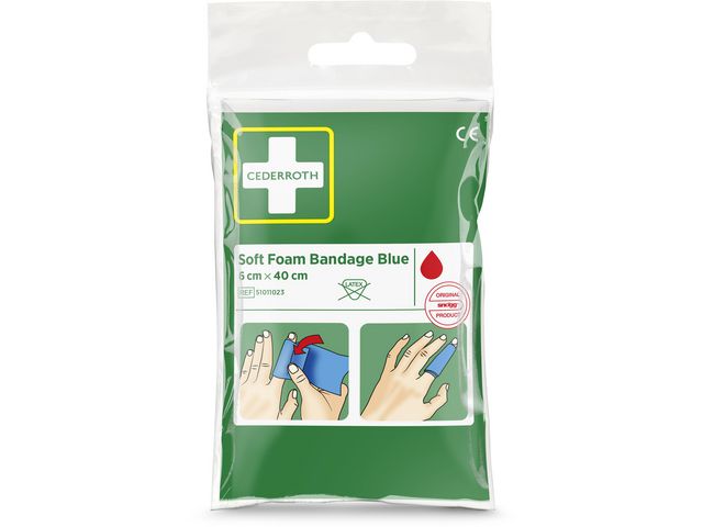 Cederroth Plåster Soft Foam blå 6x40cm | Skyddsutrustning - Första Hjälpen - Förband och Refill | Kontorsexperten