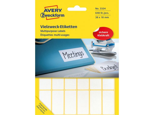 AVERY Etikett handskrift 18x38mm 648/fp | Emballage och lagerutrustning - Etiketter och godsmärkning - Multifunktionsetiketter | Kontorsexperten