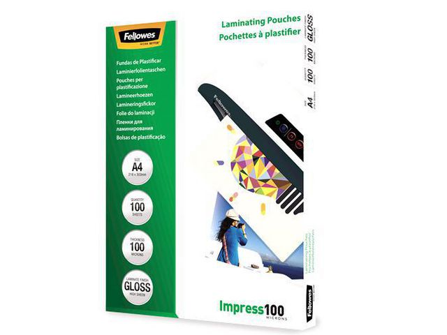 Fellowes Laminat A4 100mic Klar 100/fp | Kontorsmaskiner - Laminering - Laminat - A4 | Kontorsexperten