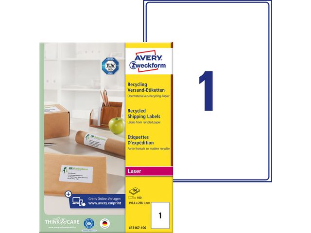 AVERY Etikett QuickPeel 199,6x289,1mm 100/fp | Emballage och lagerutrustning - Etiketter och godsmärkning - Adressetiketter | Kontorsexperten