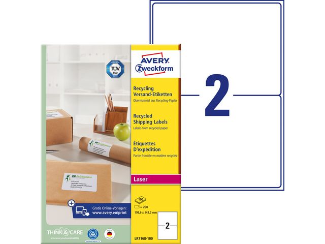AVERY Etikett QuickPeel 199,6x143,5mm 200/fp | Emballage och lagerutrustning - Etiketter och godsmärkning - Adressetiketter | Kontorsexperten