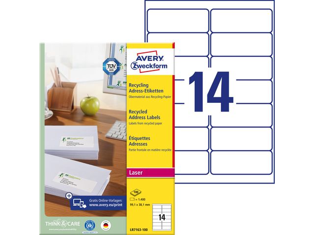AVERY Etikett QuickPeel 99,1x38,1mm 1400/fp | Emballage och lagerutrustning - Etiketter och godsmärkning - Adressetiketter | Kontorsexperten