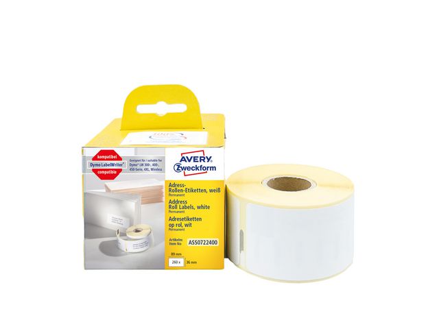 AVERY Etikett på rulle 89x36mm 260/rl | Emballage och lagerutrustning - Etiketter och godsmärkning - Specialetiketter | Kontorsexperten
