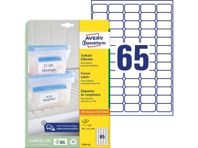 AVERY Etikett freezer 38,1x21,2mm 1625/fp | Emballage och lagerutrustning - Etiketter och godsmärkning - Specialetiketter | Kontorsexperten
