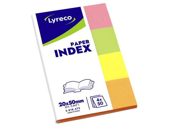 Lyreco Indexflikar 20x50mm sorterade färger | Kontorsmaterial - Indexflikar och märkflikar - Indexflikar i papper | Kontorsexperten