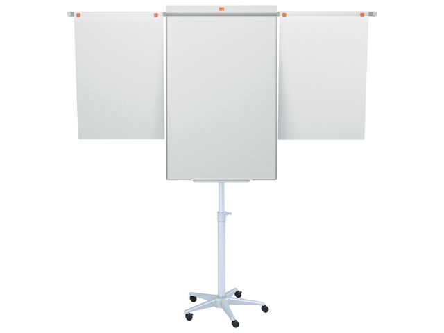 Nobo K onferensställ Piranha, stålfärgat staffli för blädderblock och mobil whiteboardtavla, magnetisk stålyta, aluminiumram | Kontorsmöbler och inredning - Blädderblock och ställ - Blädderblockställ | Kontorsexperten