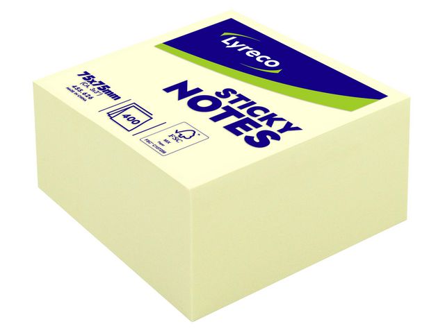 Lyreco Notes kub std 75x75mm gul | Kontorsmaterial - Notes och Post-It - Notes - Kuber | Kontorsexperten