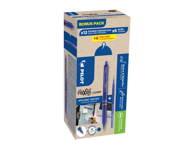PILOT Gelpenna PILOT Frixion 0,7mm blå 12+12/fp | Kontorsmaterial - Pennor - Pennpatroner | Kontorsexperten