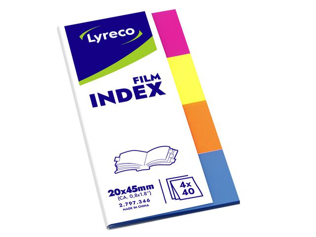 Lyreco Indexflikar film 20x45mm sorterade färger | Kontorsmaterial - Indexflikar och märkflikar - Indexflikar i papper | Kontorsexperten