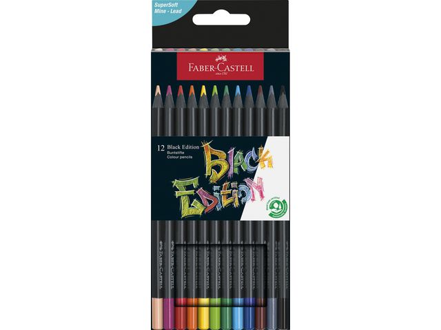Faber-Castell Färgpenna Black Edition 12/fp | Skola och förskola - Pennor och tillbehör - Färgpennor - Trekantsgrepp | Kontorsexperten