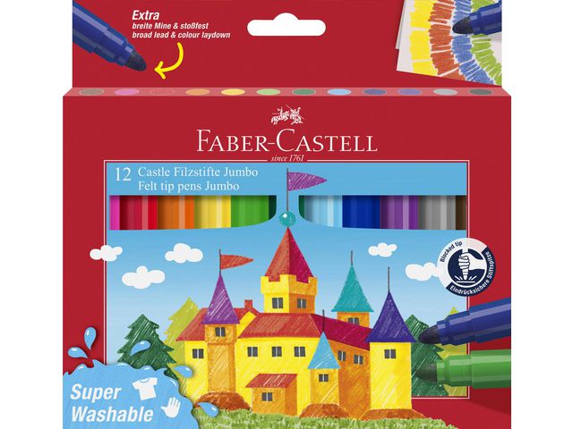 Faber-Castell Fiberpenna Jumbo 12/fp | Skola och förskola - Pennor och tillbehör - Fiberpennor - Standard | Kontorsexperten