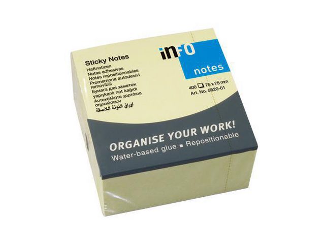 info Notes kub 75x75mm gul | Kontorsmaterial - Notes och Post-It - Notes - Kuber | Kontorsexperten