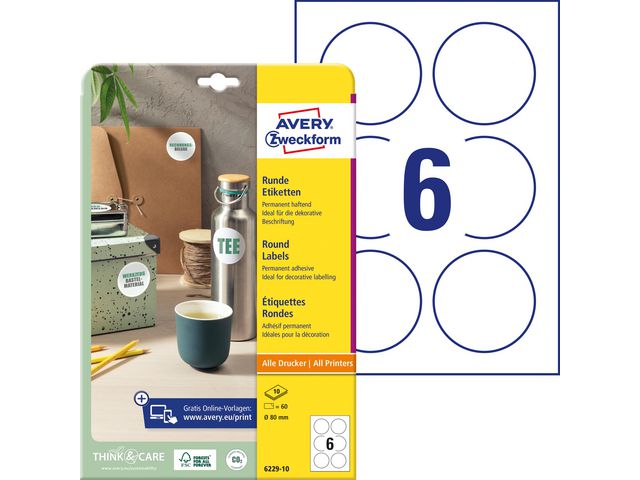 AVERY Etikett papper 80mm vit 60/fp | Emballage och lagerutrustning - Etiketter och godsmärkning - Specialetiketter | Kontorsexperten