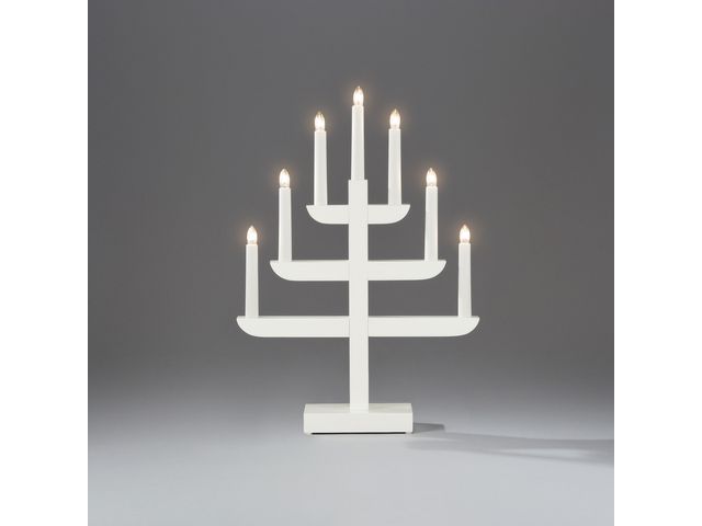 KONSTSMIDE Elljusstake 7 ljus 33x46cm trä vit | Kontorsmöbler och inredning - Lampor och belysning - Ljusstakar | Kontorsexperten