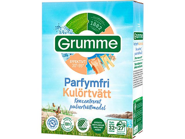 Grumme Tvättmedel Kulörttvätt oparfymerad 1,12kg | Städ och hygien - Tvättmedel och klädvård - Tvättmedel | Kontorsexperten