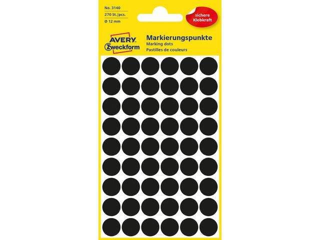 Produktfoto för Avery Färgkodningprick ø12mm svart