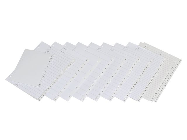 Plastregister A4, polypropylen, 1–12-flikuppsättning, 297x225/240mm, vit | Kontorsmaterial - Pärmar och register - Plastregister - Tryckta | Kontorsexperten