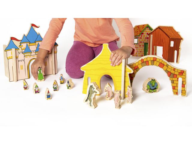 Sagobyn i trä 32 delar | Skola och förskola - Lekmaterial - Bygglek, konstruktion och mosaik | Kontorsexperten
