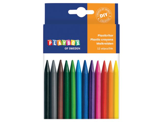 PLAYBOX Plastkrita 12 färger | Skola och förskola - Bild och form - Kritor | Kontorsexperten