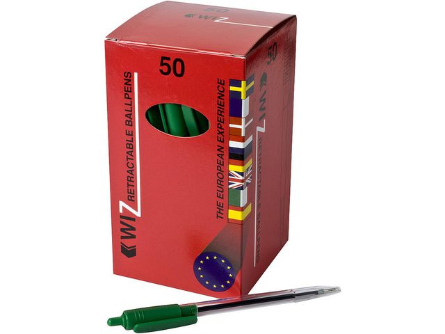Kulpenna, Wiz, transparent skaft, grönt bläck | Kontorsmaterial - Pennor - Kulpennor | Kontorsexperten