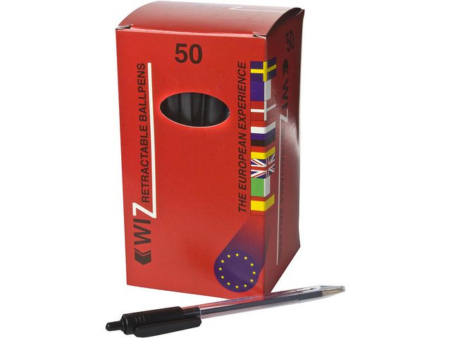 Kulpenna, Wiz, transparent skaft, svart bläck | Kontorsmaterial - Pennor - Kulpennor | Kontorsexperten