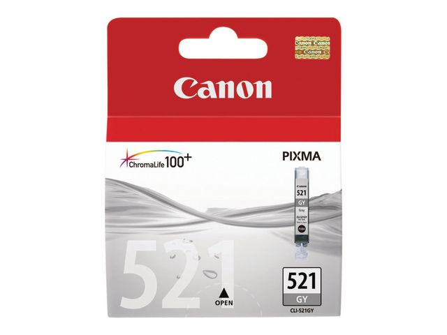 Canon Bläckpatron PIXMA CLI-521 GY, 2937B001, ChromaLife100+-bläck, grå, singelförpackning