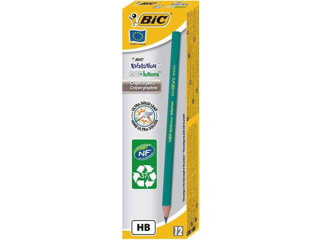 Produktfoto för BIC® Blyertspenna ECOlutions Evolution, HB-stift, sexkantig pennkropp, grön