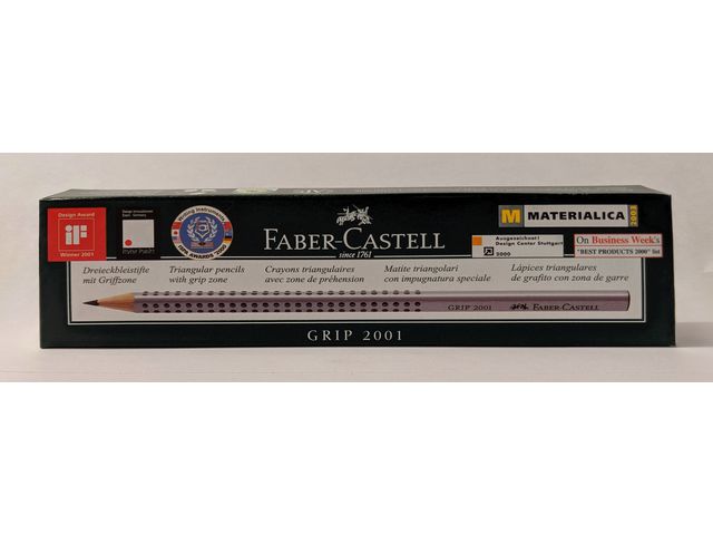 Produktfoto för Faber-Castell Blyertspenna, Grip 2001, HB-stift, triangelformad pennkropp med greppzon, silver