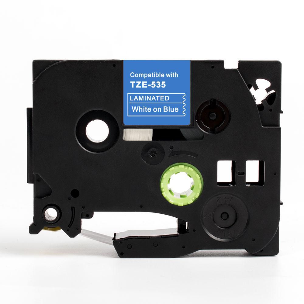 Tape 12mm TZe-535 Vit på Blå