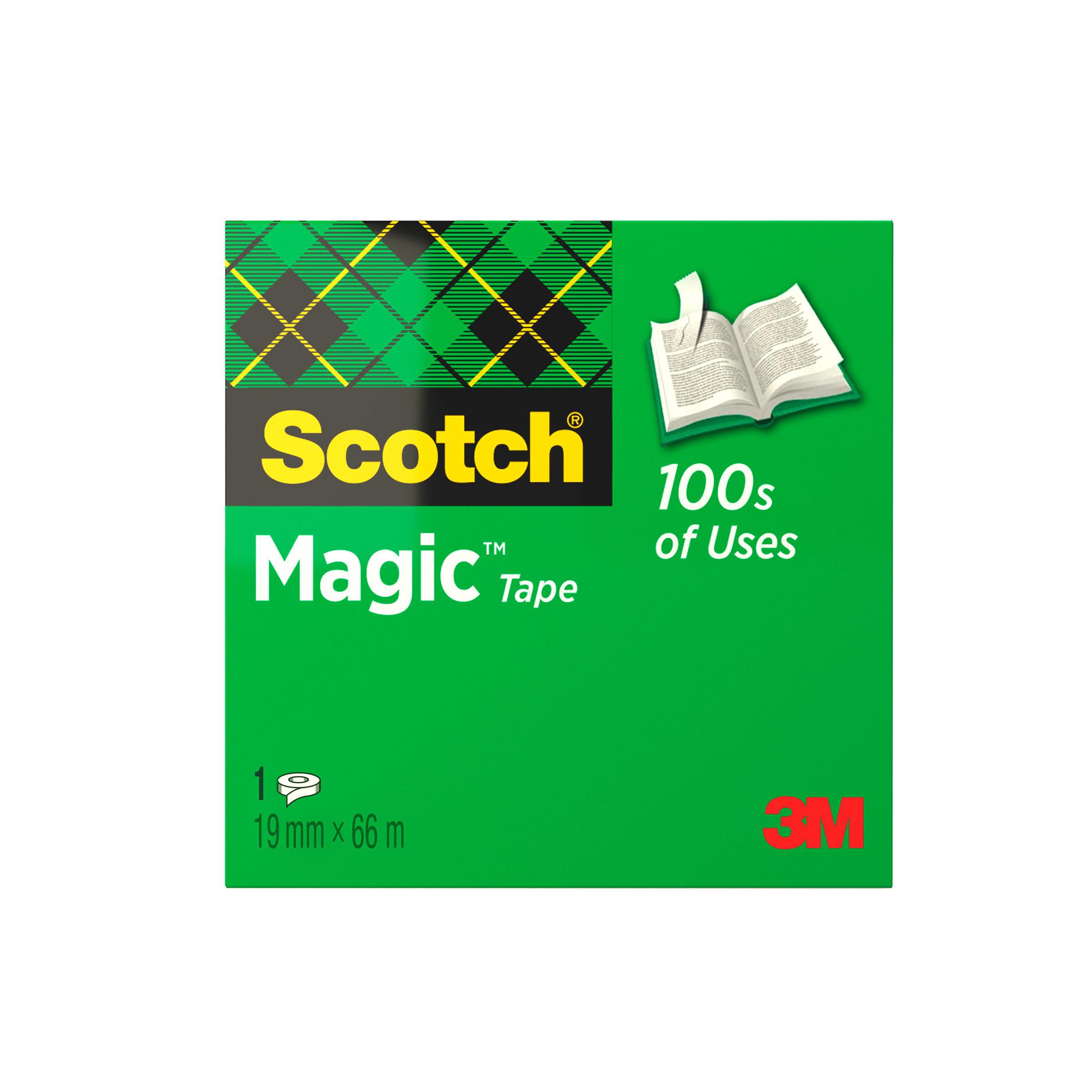 Scotch® Magic™ osynlig kontorstejp, 19 mm x 66 m, genomskinlig