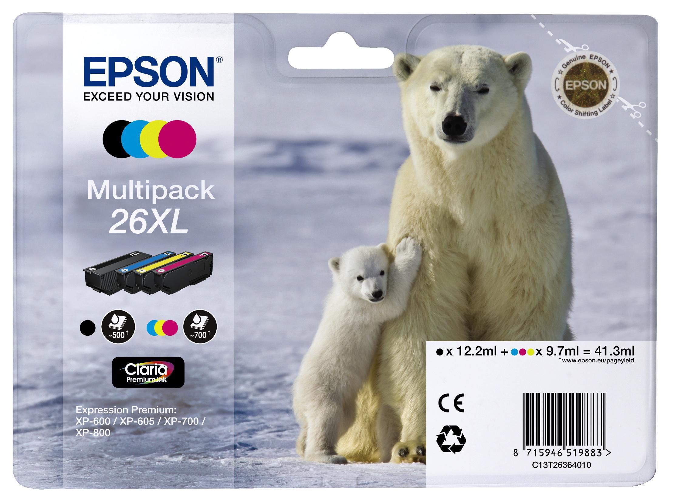 Epson Bläckpatron 26XL svart cyan magenta gul multiförpackning