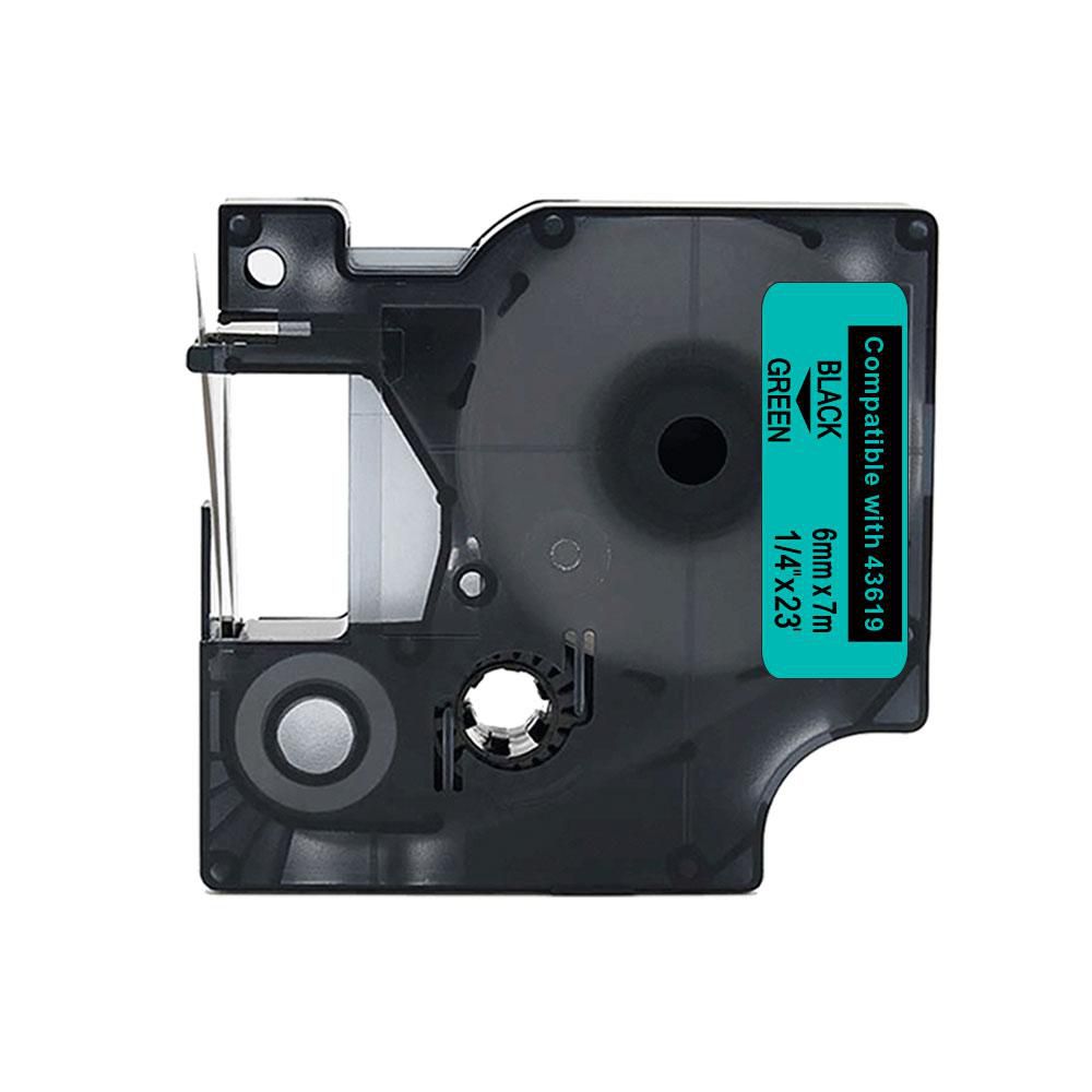 Tape 6mm Svart på Grön