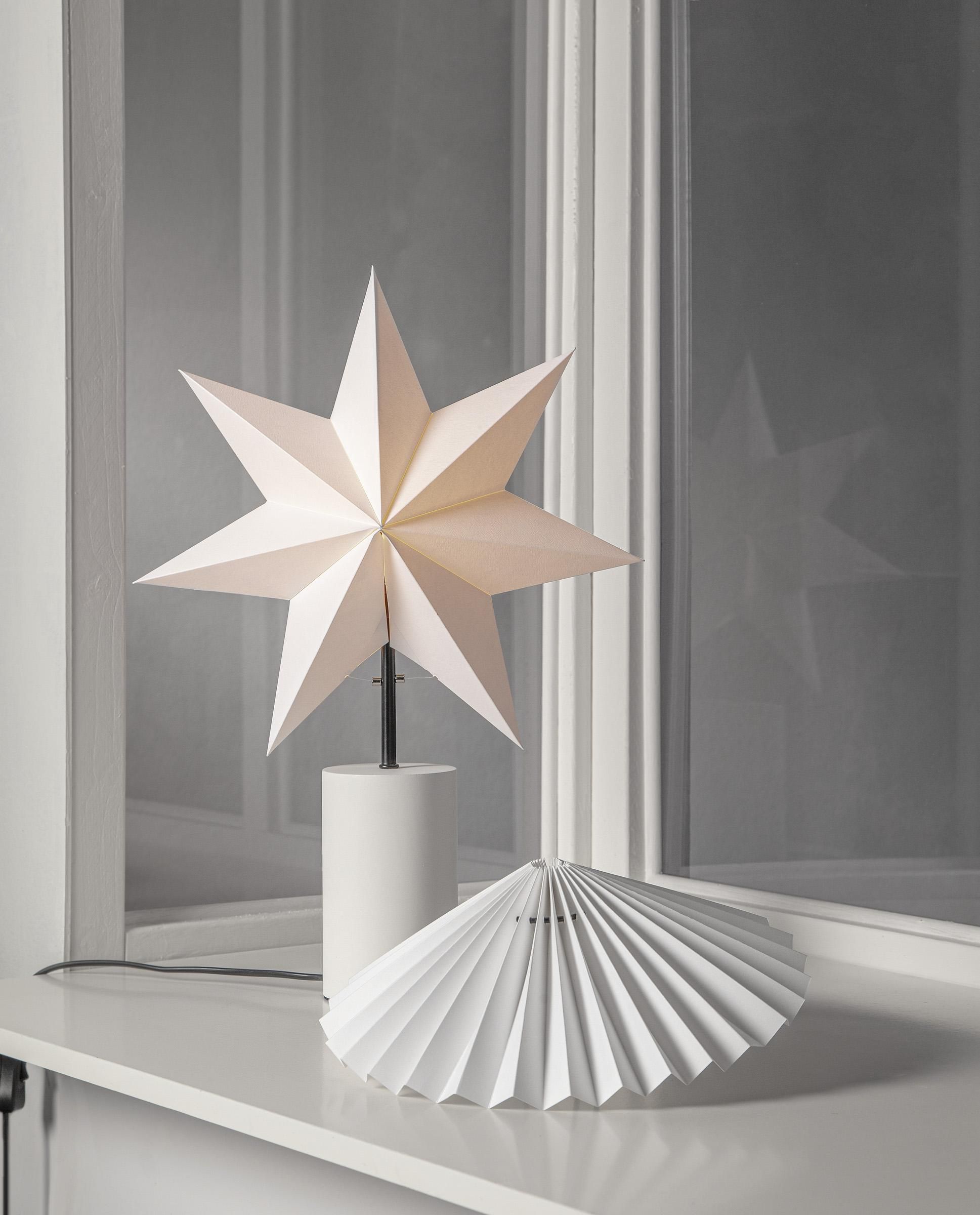 STAR TRADING Lampa Stila stjärna/skärm 50x35cm vit