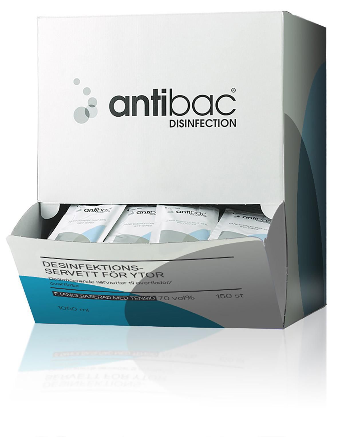 antibac Desinfektionsservett yta singelpack, fp om 150 st