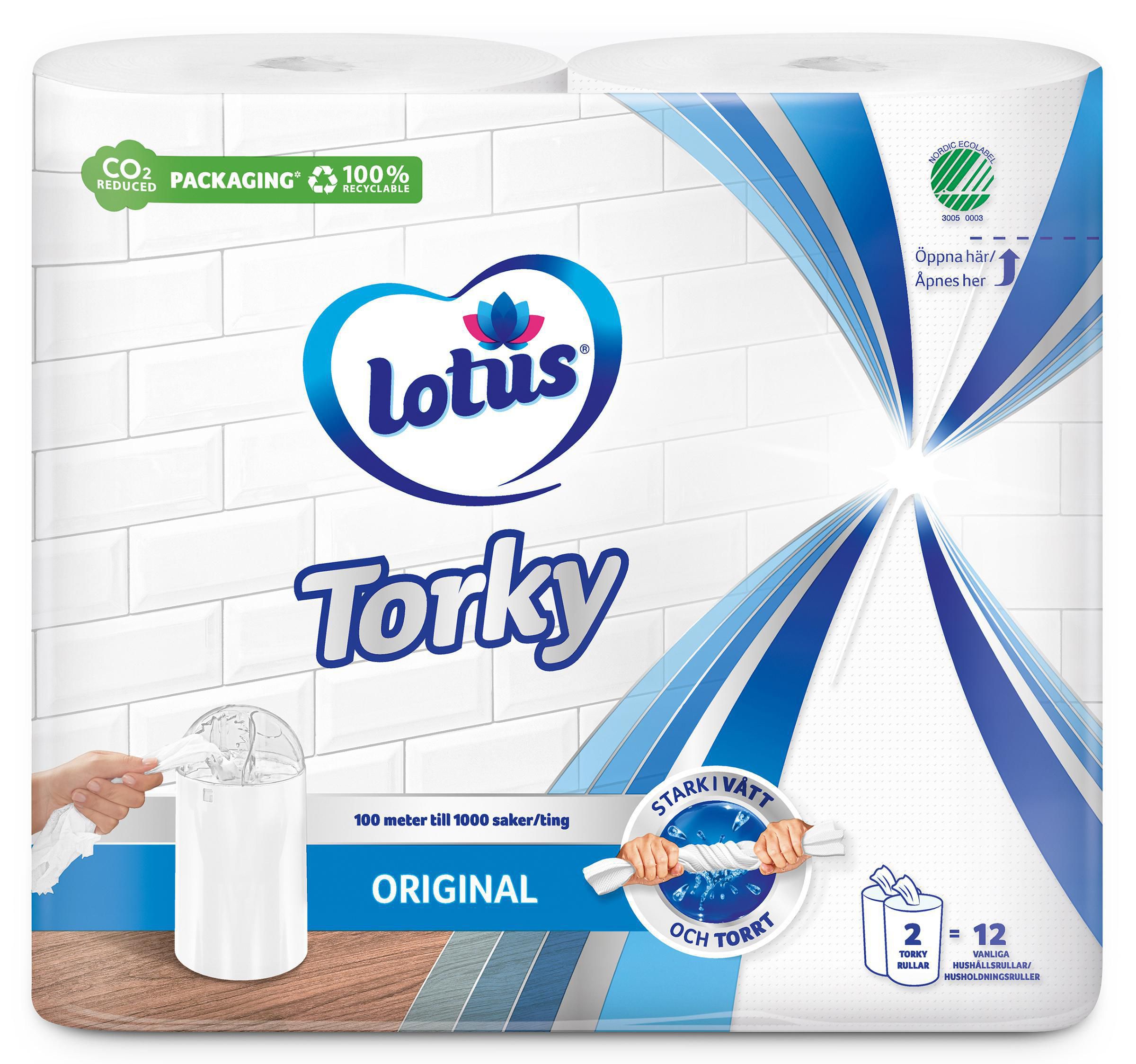 Produktfoto för Tork Torkrulle Lotus Torky 1-L vit